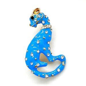 Blue LEOPARD Pin BROOCH & Pendant